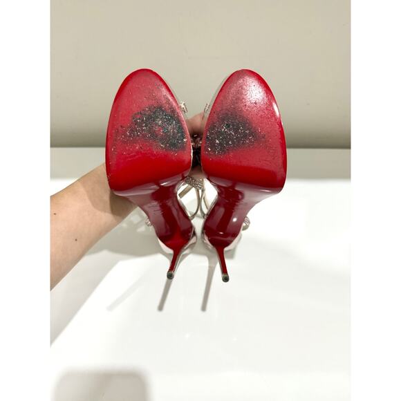 Christian Louboutin 150mm Rosalie Alta Strass Platform Slingback Vintage Rose 39 - Picture 10 of 11